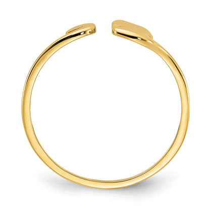 14K Gold Polierter Katzen-Manschettenring, verstellbar