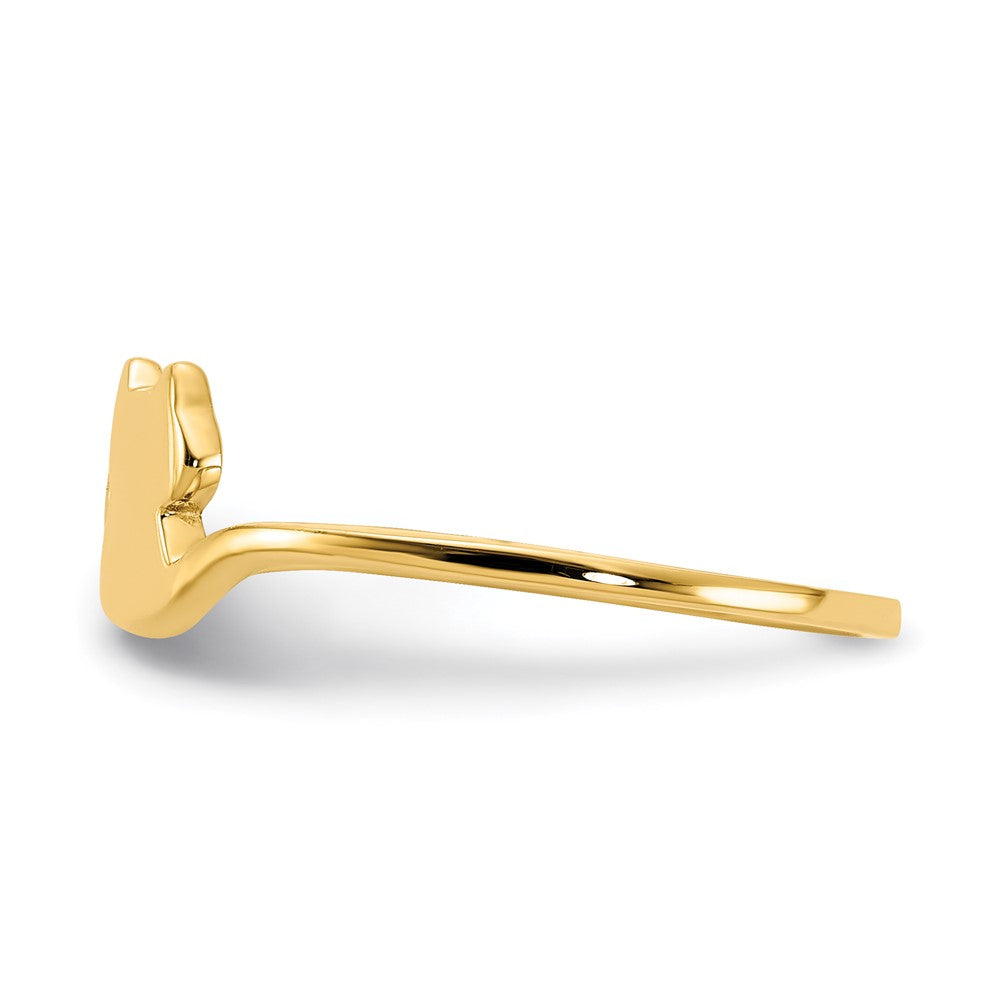 14K Gold Polierter Katzen-Manschettenring, verstellbar