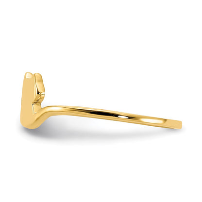 14K Gold Polierter Katzen-Manschettenring, verstellbar