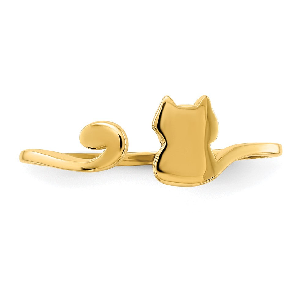 14K Gold Polierter Katzen-Manschettenring, verstellbar