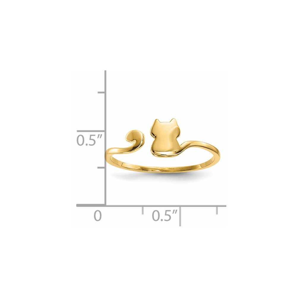 14K Gold Polierter Katzen-Manschettenring, verstellbar