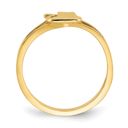 14K Gelbgold Ring mit polierter Katze