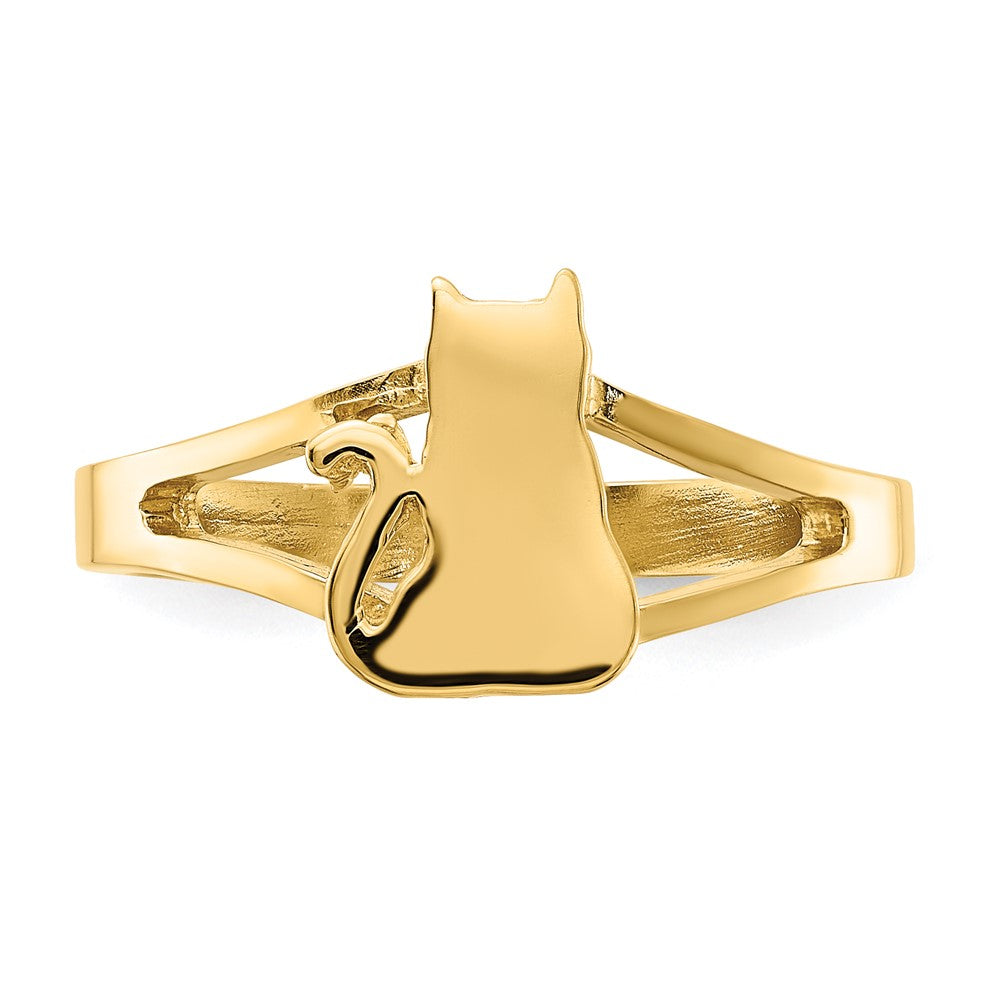 14K Gelbgold Ring mit polierter Katze