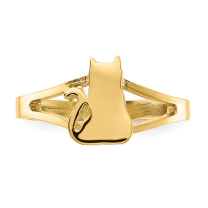 14K Gelbgold Ring mit polierter Katze