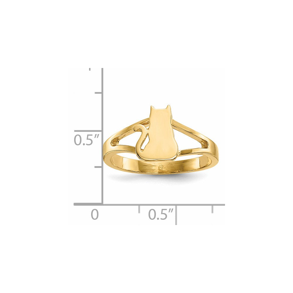 14K Gelbgold Ring mit polierter Katze