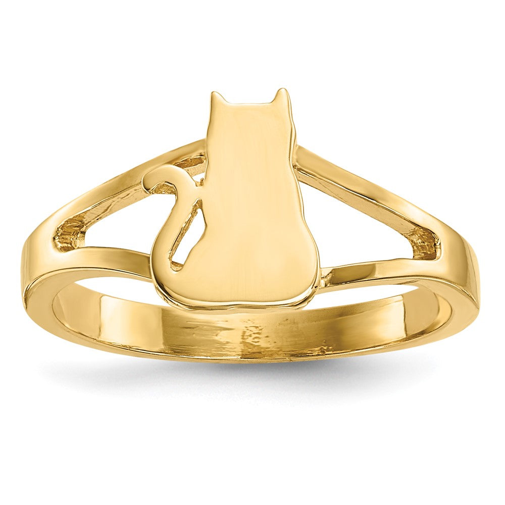 14K Gelbgold Ring mit polierter Katze