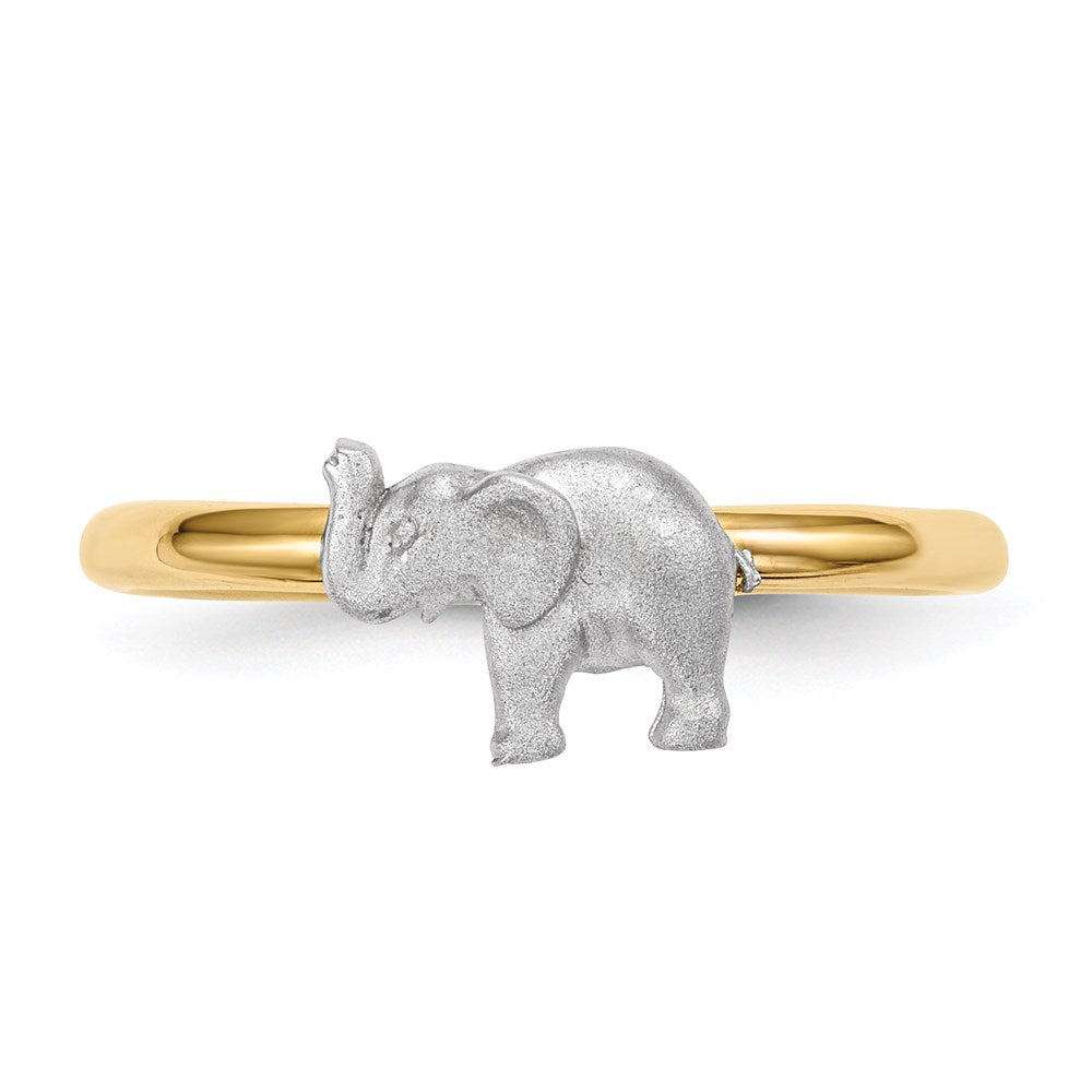 14K Bicolor-Gold Ring „Elefant" poliert und satiniert