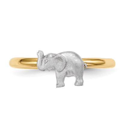 14K Bicolor-Gold Ring „Elefant" poliert und satiniert