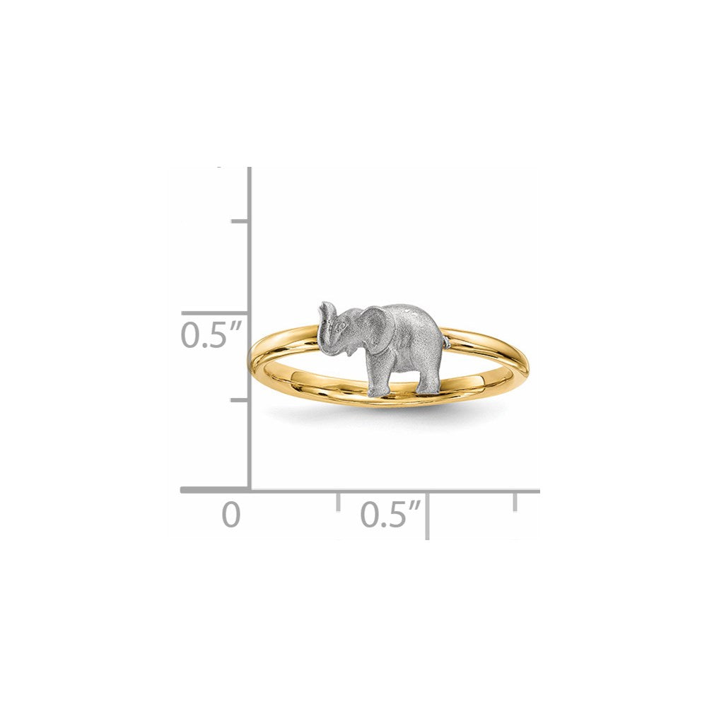14K Bicolor-Gold Ring „Elefant" poliert und satiniert