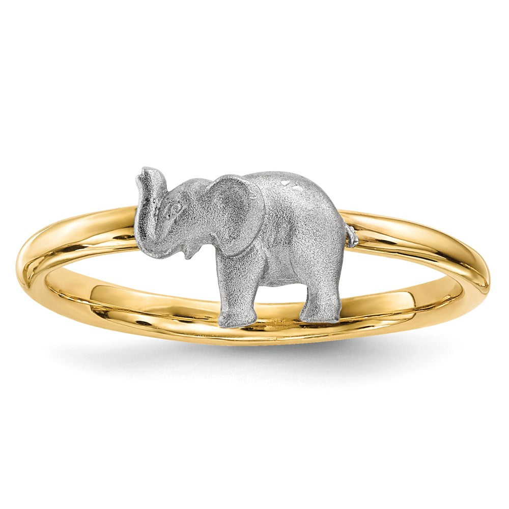 14K Bicolor-Gold Ring „Elefant" poliert und satiniert