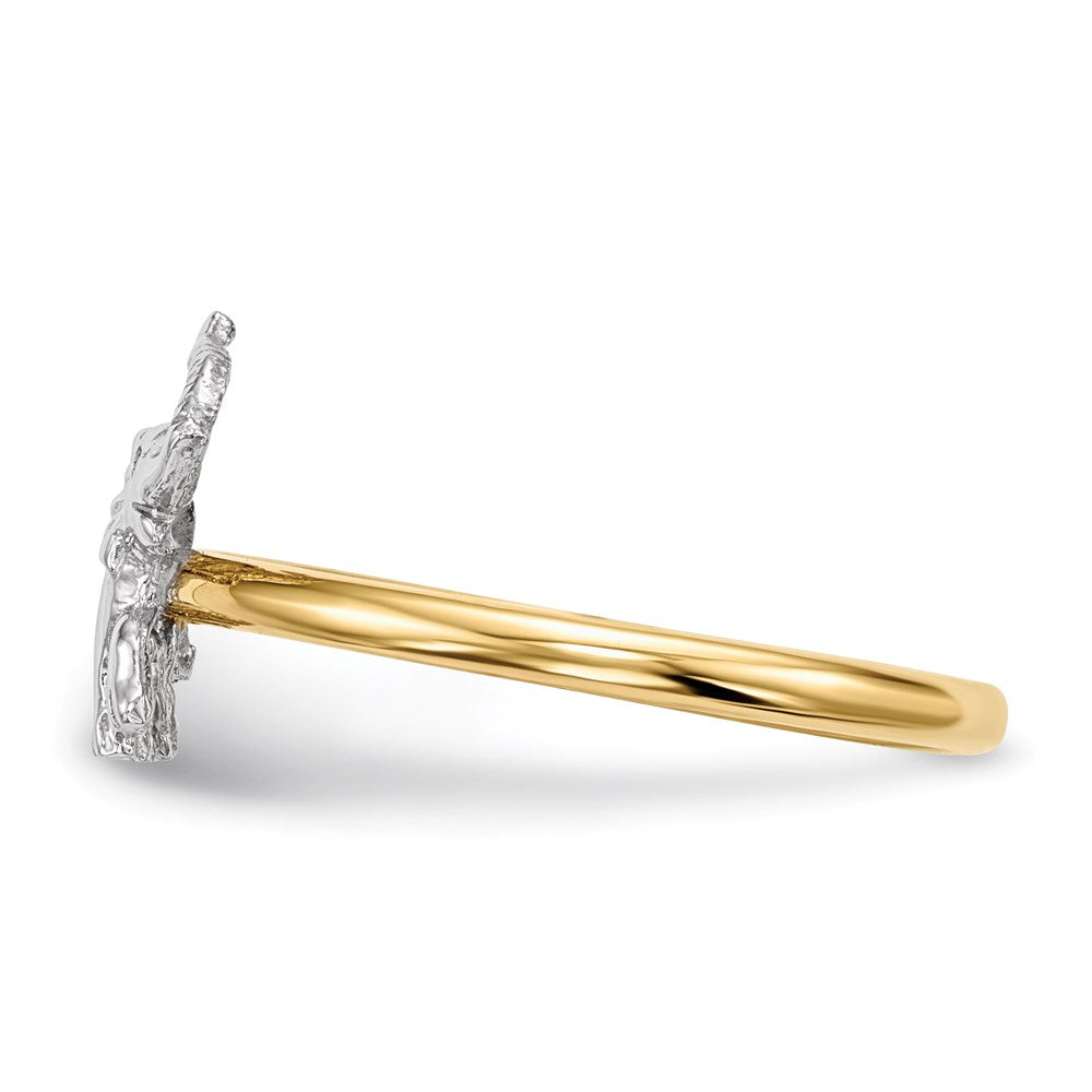 14K Bicolor Gold Polierter Elefanten-Ring