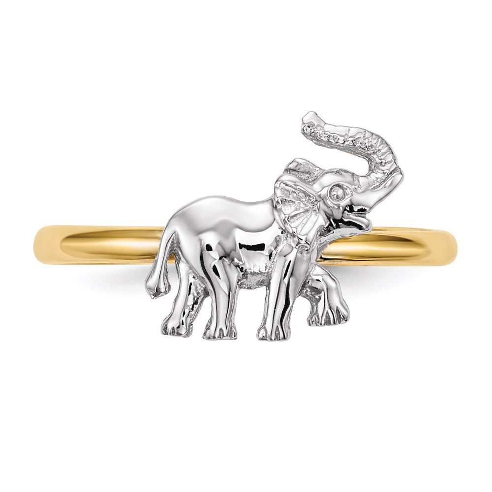 14K Bicolor Gold Polierter Elefanten-Ring