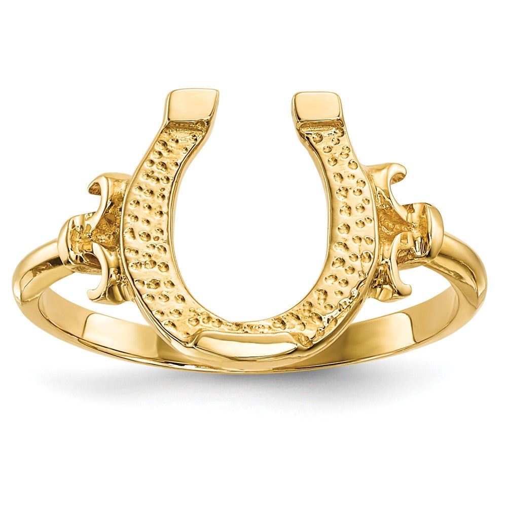 14K Gelbgold Ring mit poliertem Hufeisen