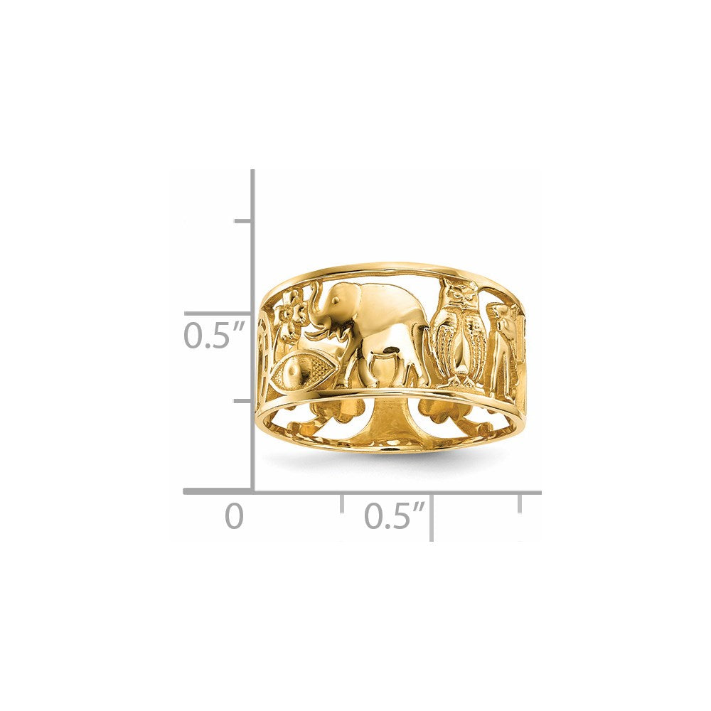 14K Gelbgold Ring mit ausgeschnittenen Glückssymbolen, 9 mm