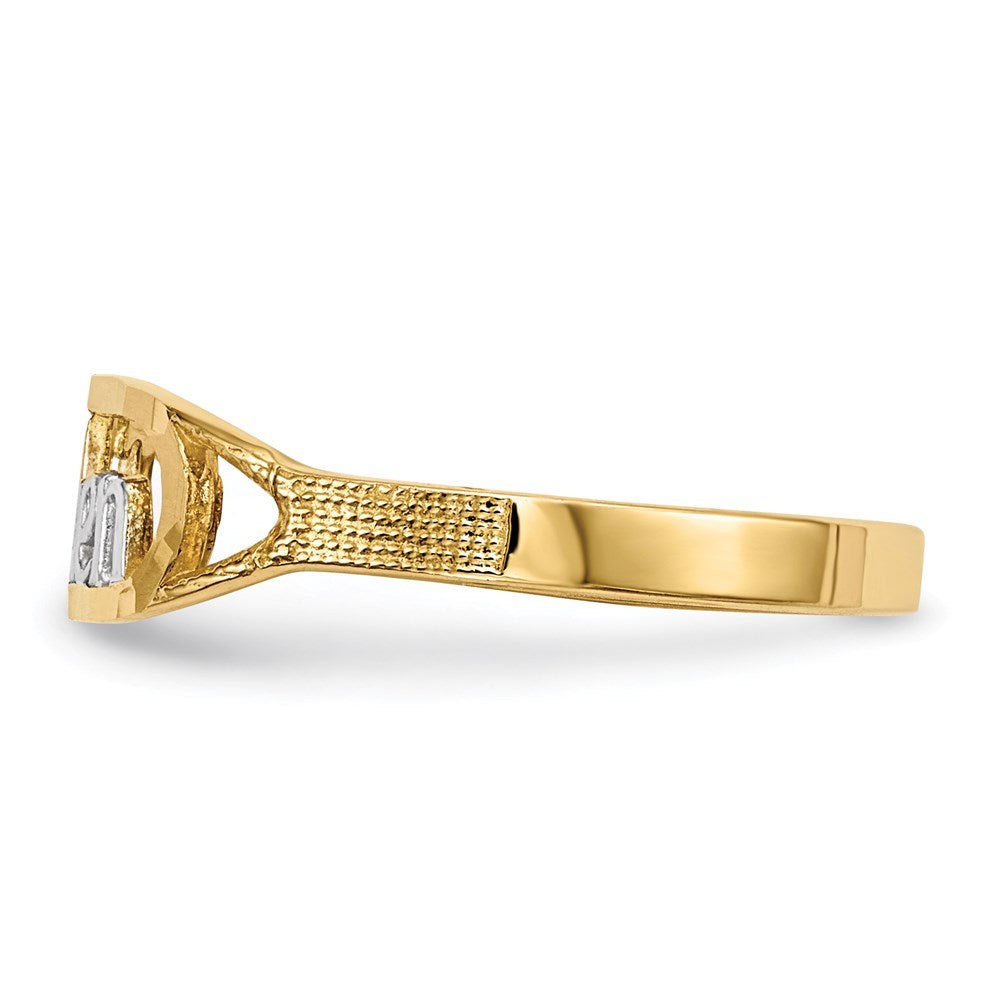 14K Gelbgold mit Rhodium diamantgeschliffener „TAKEN"-Ring