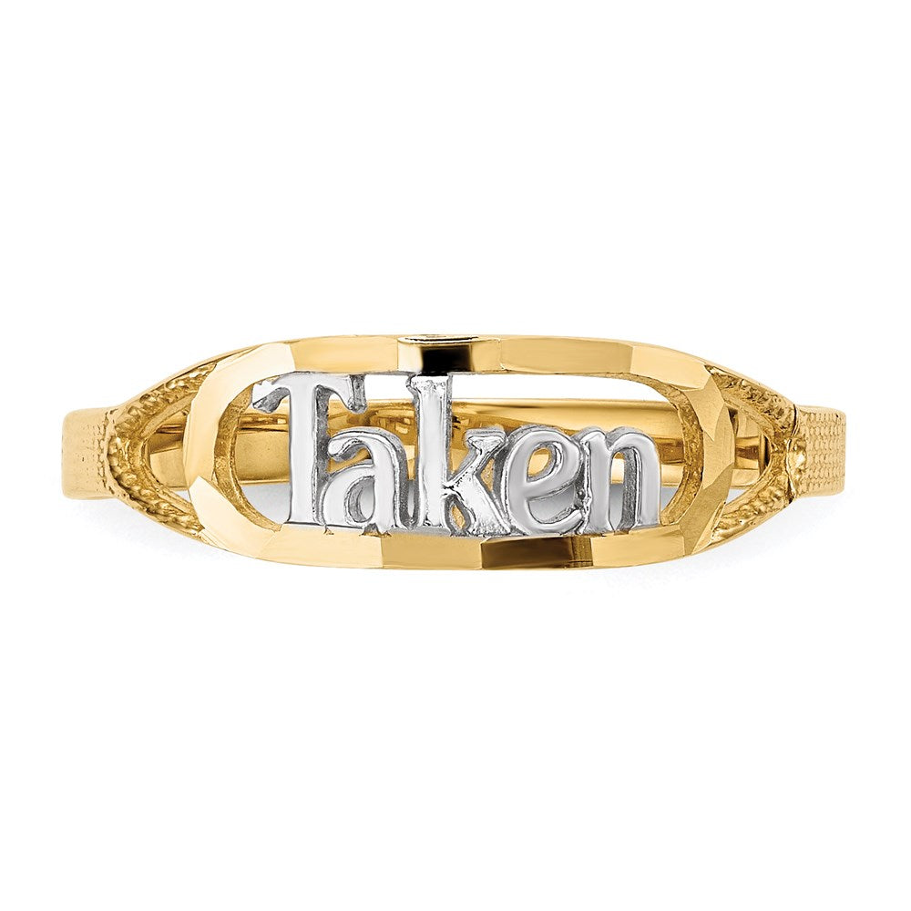 14K Gelbgold mit Rhodium diamantgeschliffener „TAKEN"-Ring