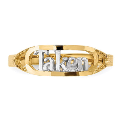 14K Gelbgold mit Rhodium diamantgeschliffener „TAKEN"-Ring