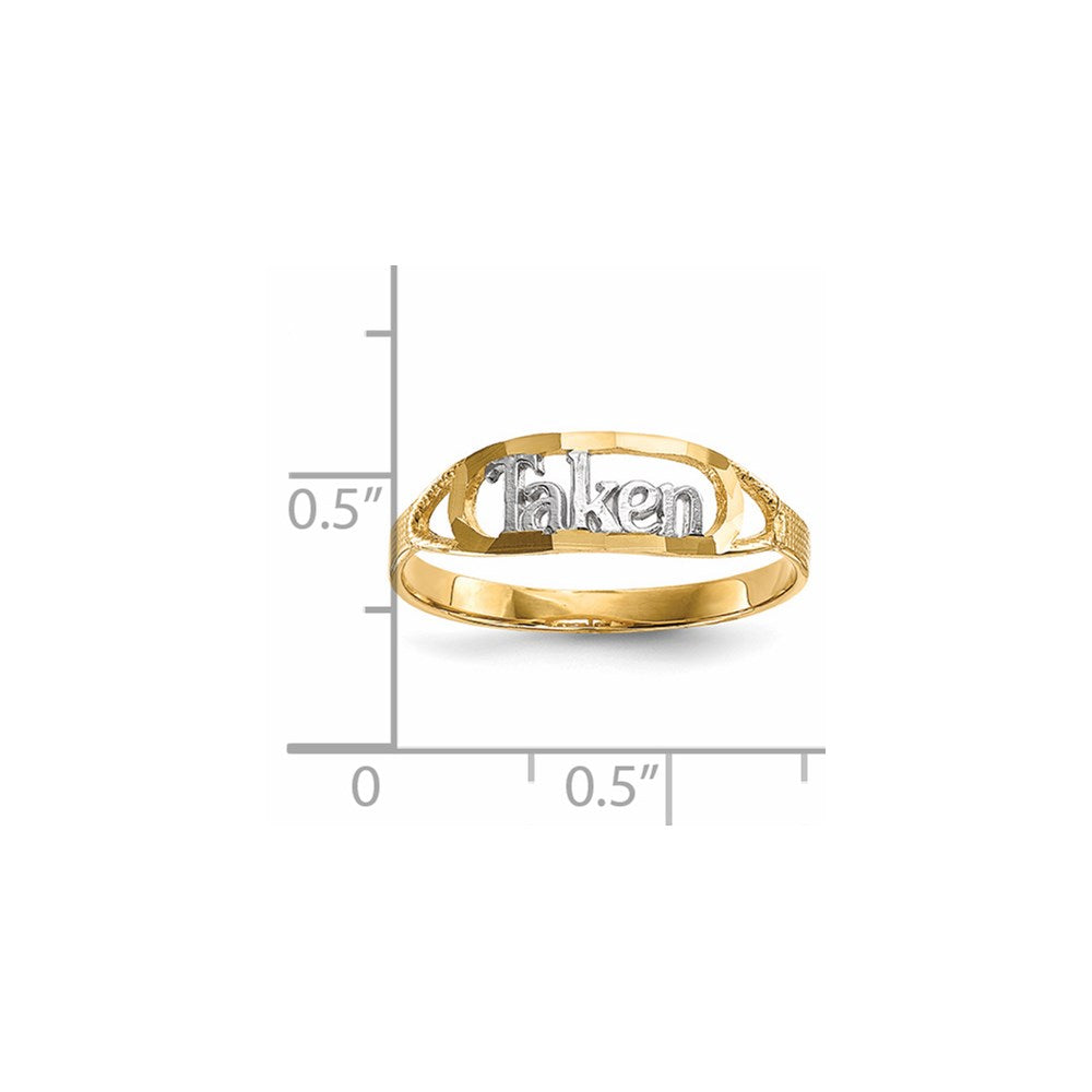 14K Gelbgold mit Rhodium diamantgeschliffener „TAKEN"-Ring