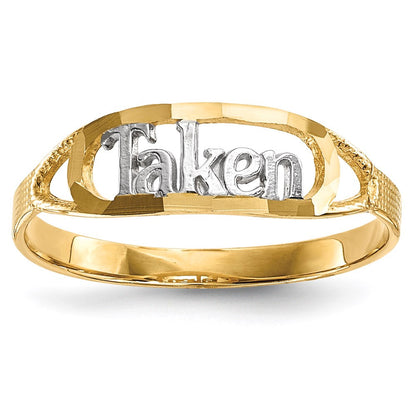 14K Gelbgold mit Rhodium diamantgeschliffener „TAKEN"-Ring