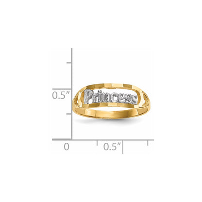 14K Gelbgold mit Rhodium, diamantgeschliffener PRINCESS-Ring