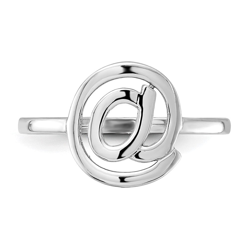 14K Weißgold Ring poliert mit @-Symbol