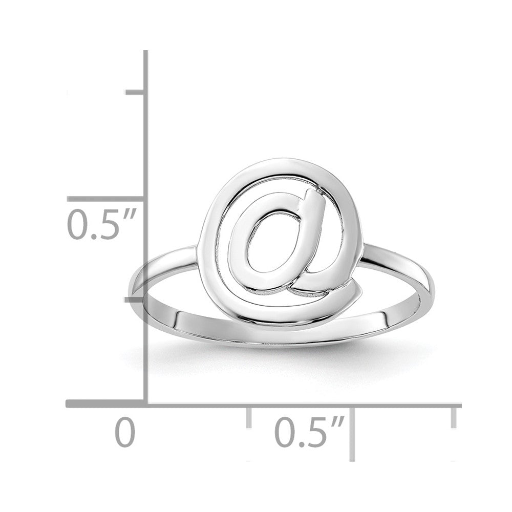 14K Weißgold Ring poliert mit @-Symbol