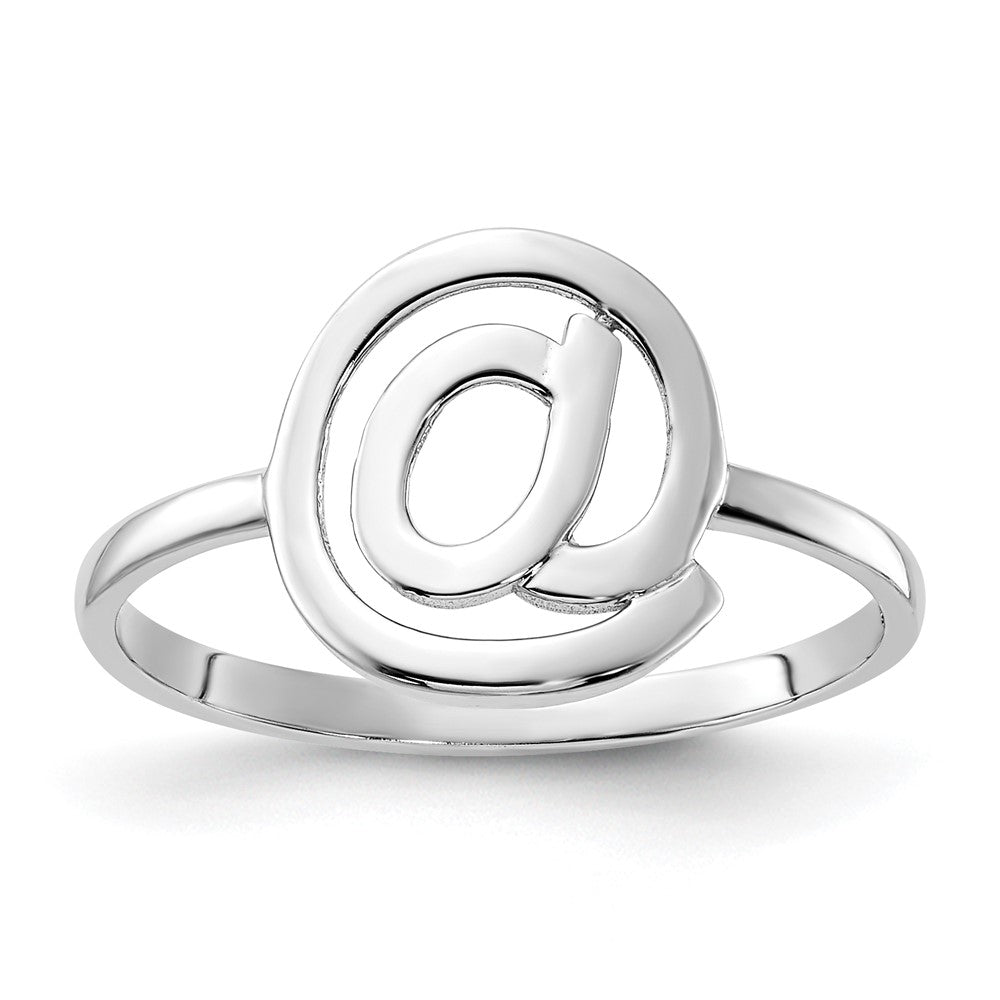 14K Weißgold Ring poliert mit @-Symbol