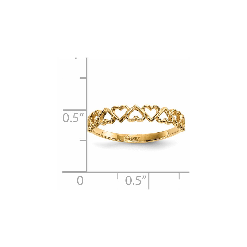 14K Gelbgold Ring mit 9 Herzen