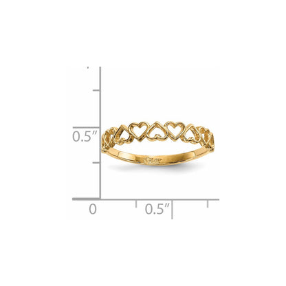 14K Gelbgold Ring mit 9 Herzen