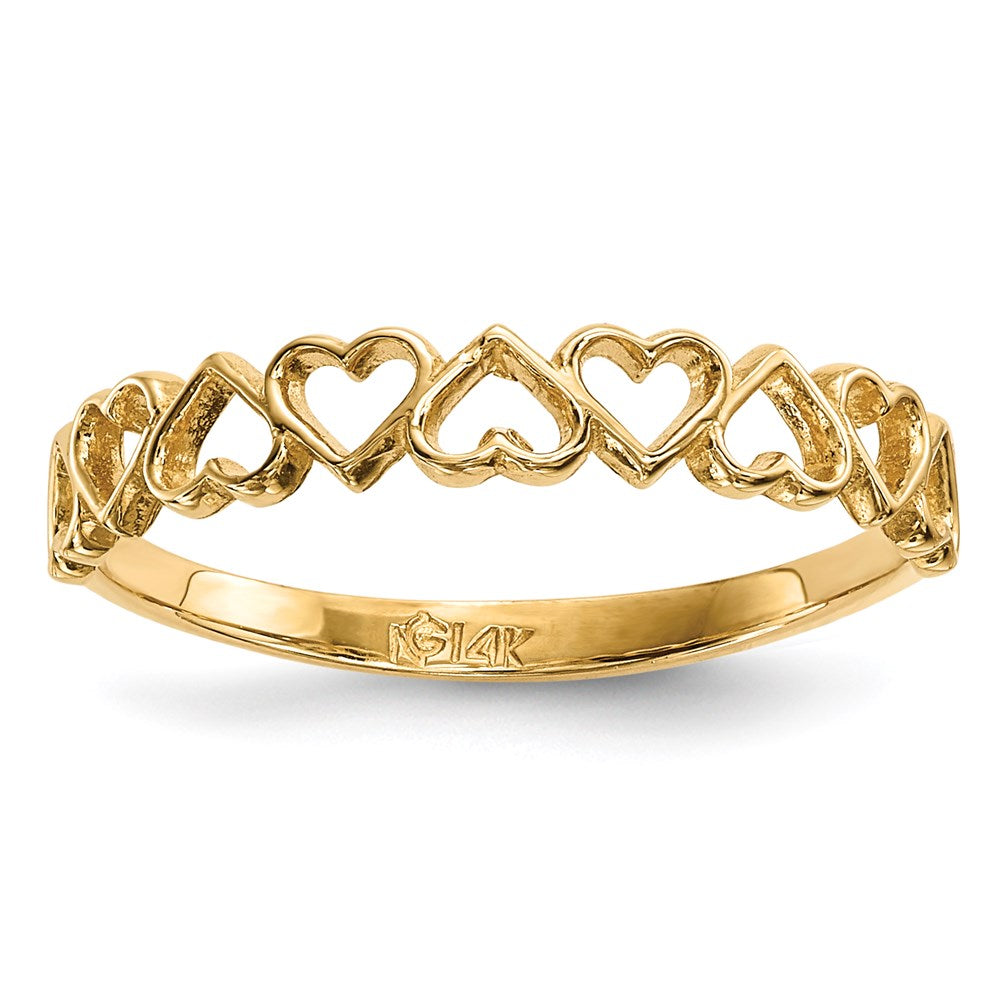 14K Gelbgold Ring mit 9 Herzen