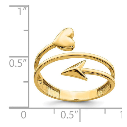 14K Gelbgold Ring mit Herz-und-Pfeil-Schliff