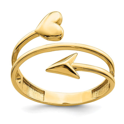14K Gelbgold Ring mit Herz-und-Pfeil-Schliff