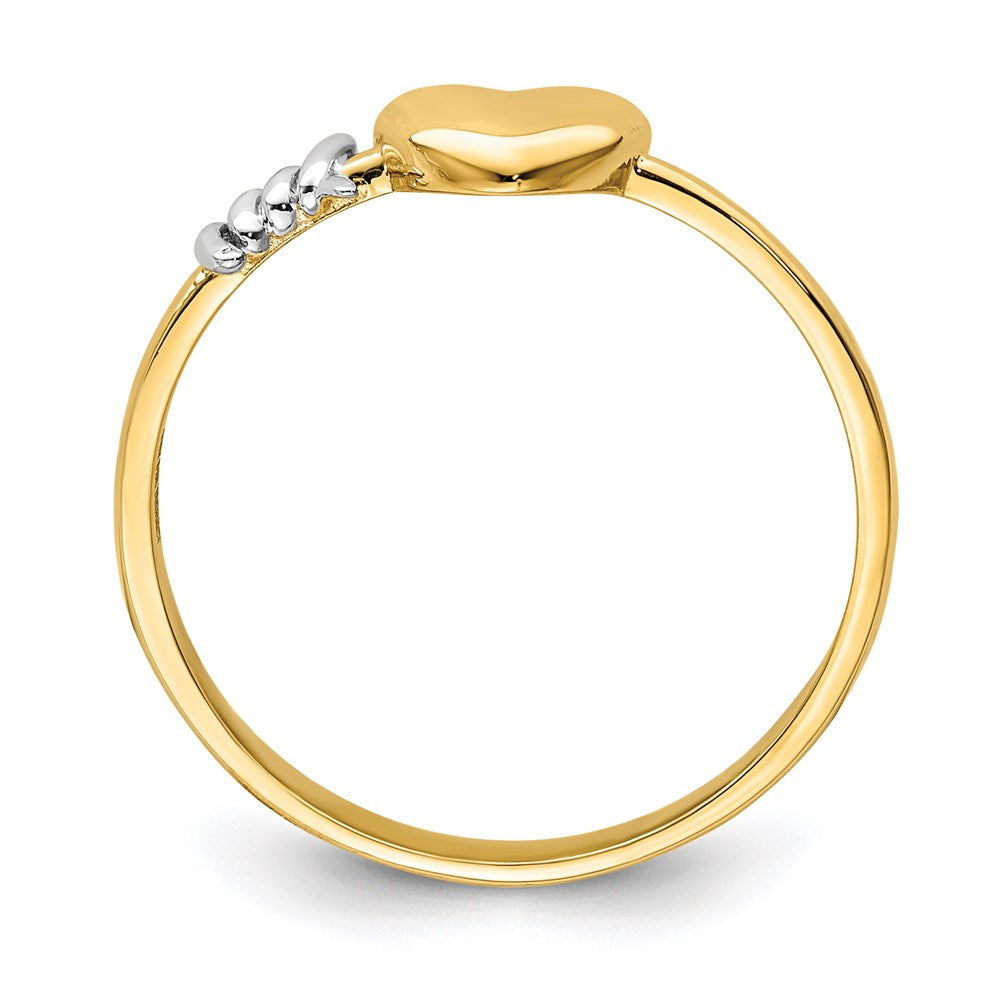 14K Gelbgold mit Weißrhodinium-Stacheldraht- und Herz-Ring