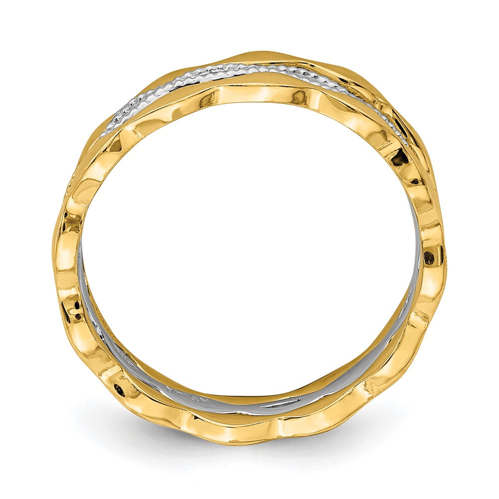 14K Gelb- und Weißgold Set aus 3 stapelbaren Ringen