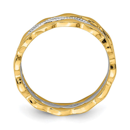 14K Gelb- und Weißgold Set aus 3 stapelbaren Ringen
