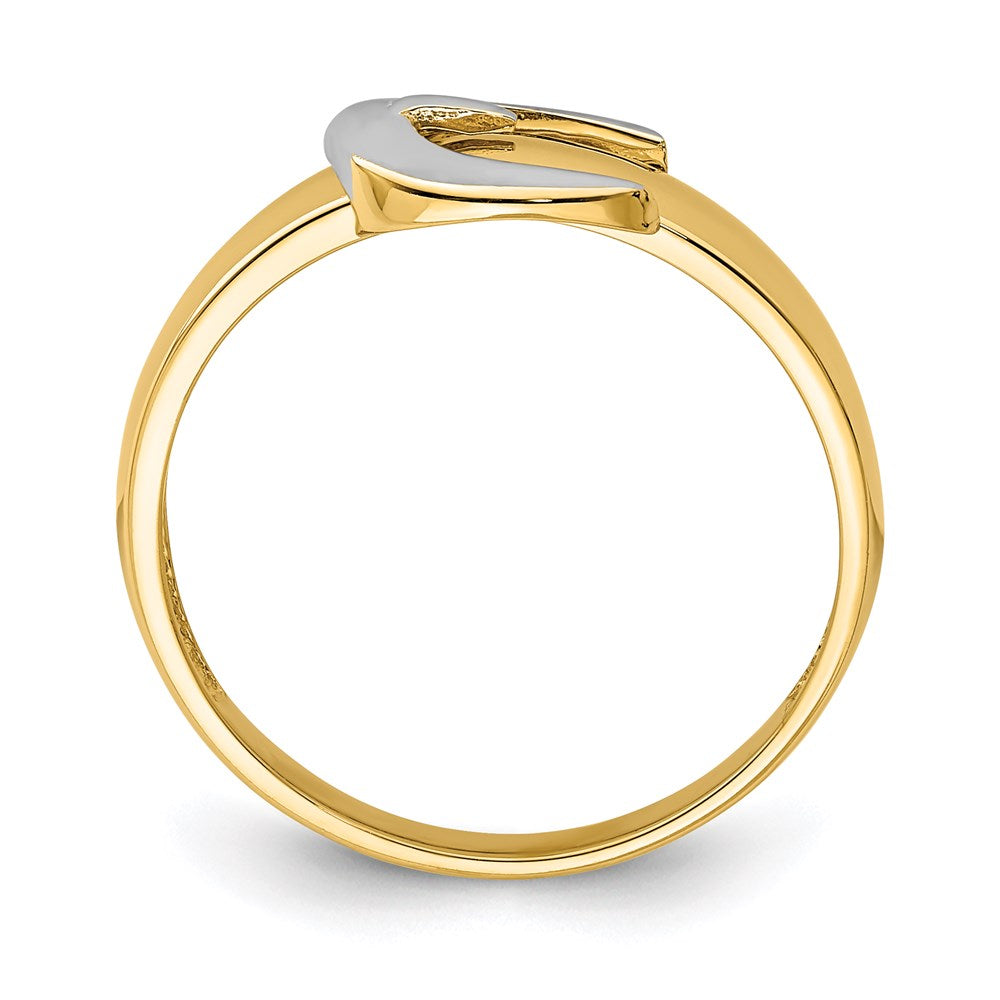 14K Gelbgold Ring mit Rhodium-Beschichtung im Gürtelschnallen-Design
