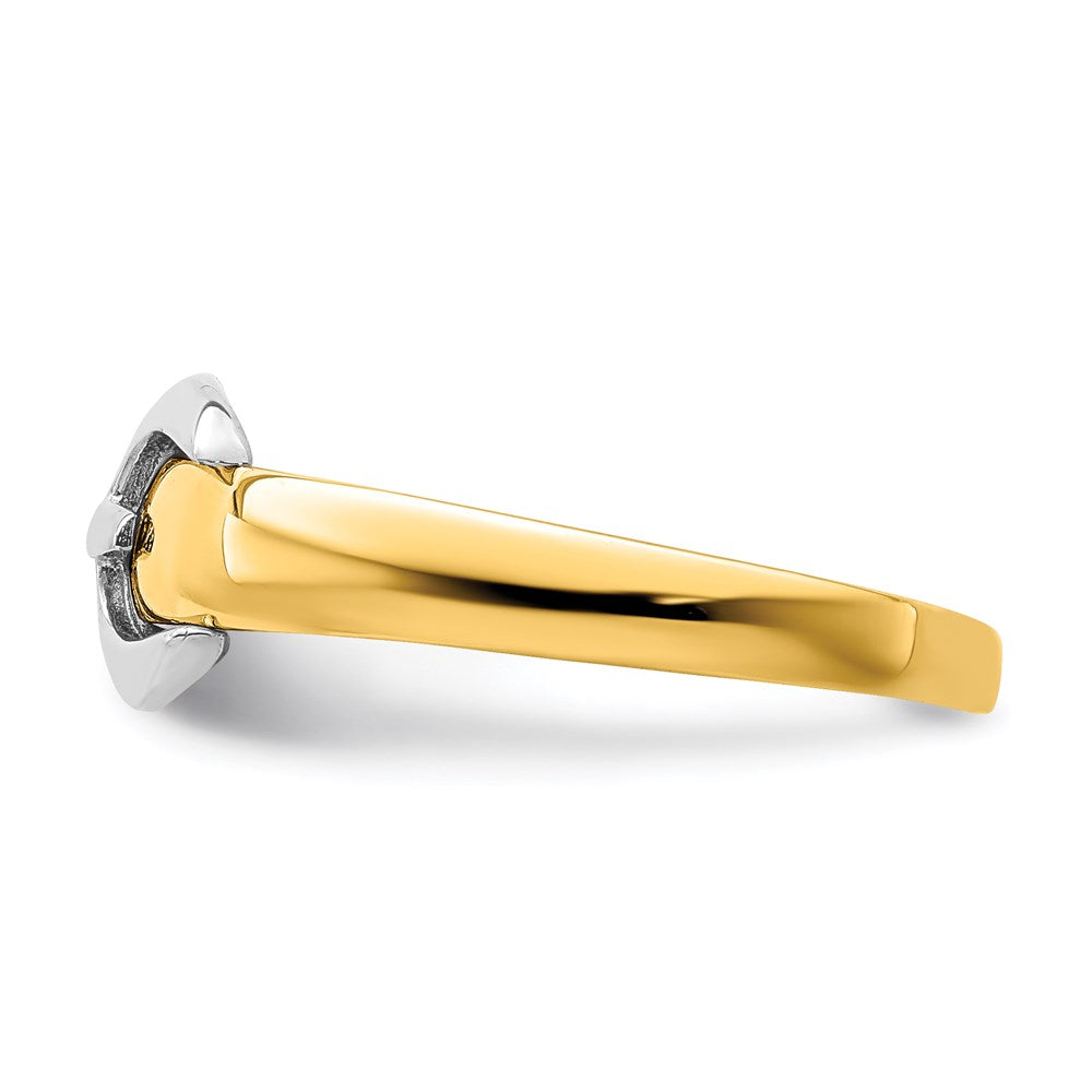 14K Gelbgold Ring mit Rhodium-Beschichtung im Gürtelschnallen-Design