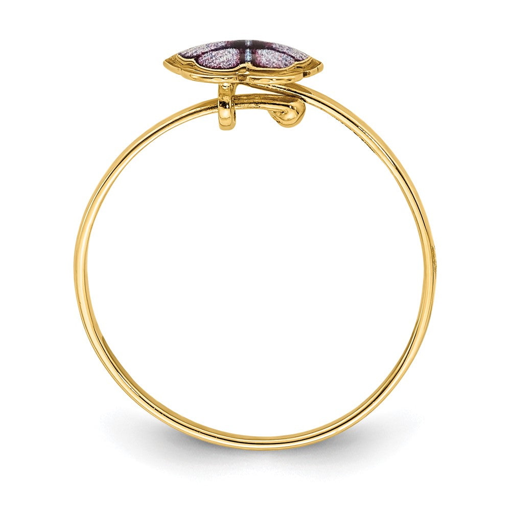14K Gelbgold Emaille-Schmetterlingsring für Kinder