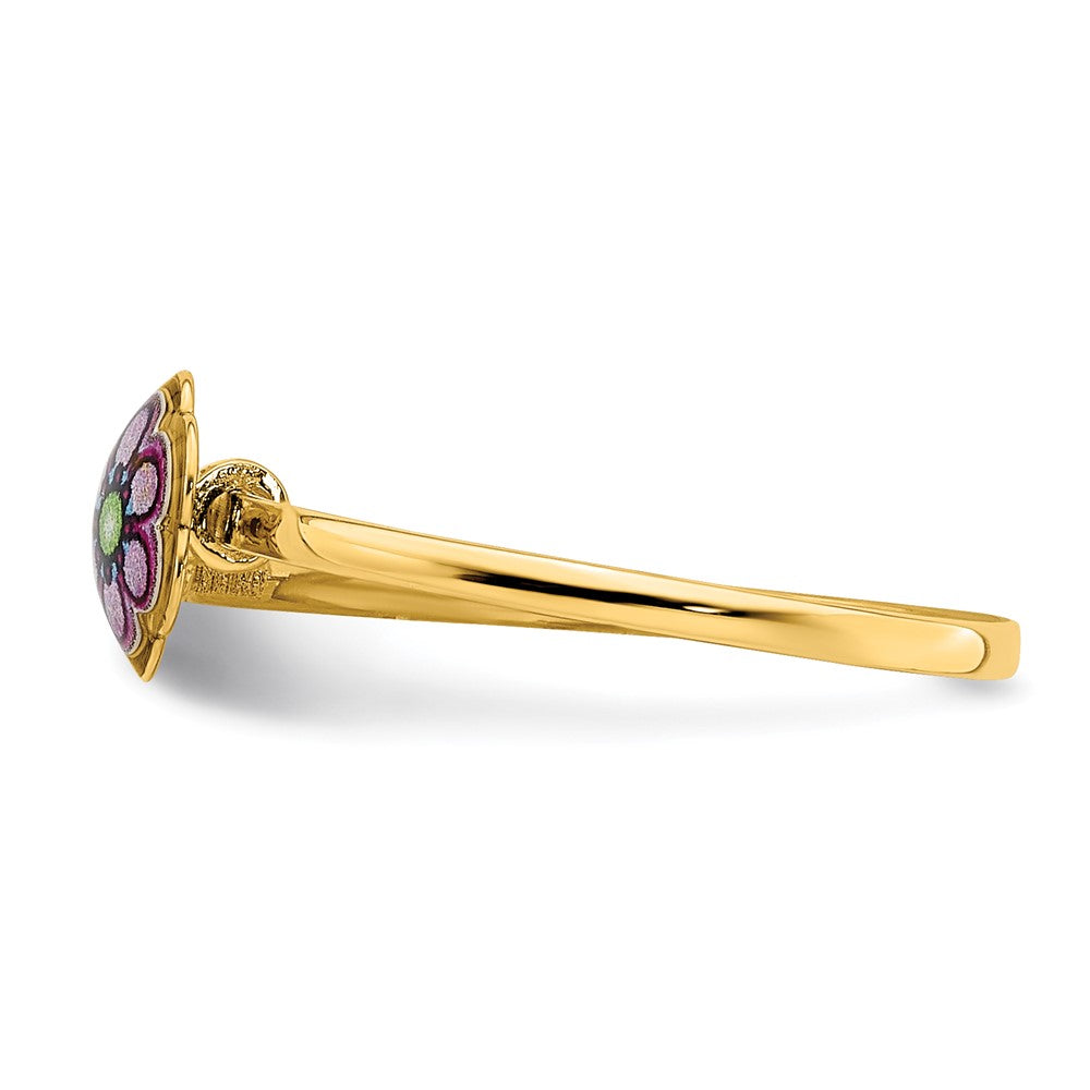 14K Gelbgold Emaille-Blumenring für Kinder