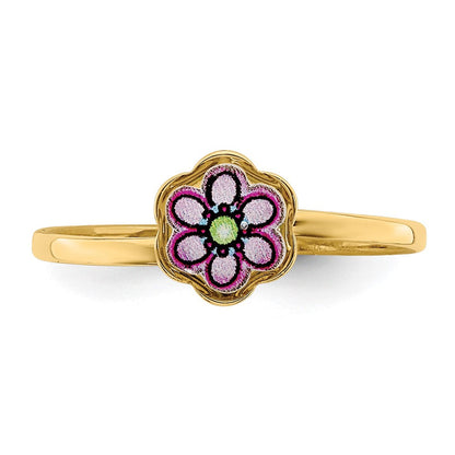 14K Gelbgold Emaille-Blumenring für Kinder