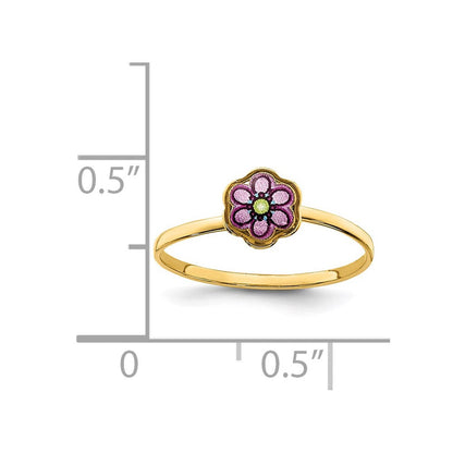 14K Gelbgold Emaille-Blumenring für Kinder