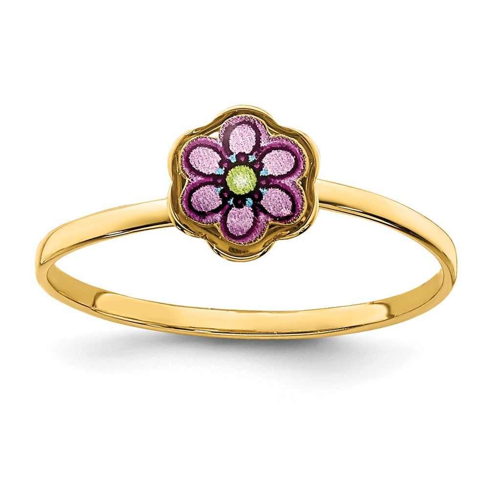 14K Gelbgold Emaille-Blumenring für Kinder