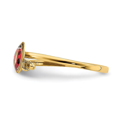 14K Gelbgold Emaille-Marienkäfer-Ring für Kinder