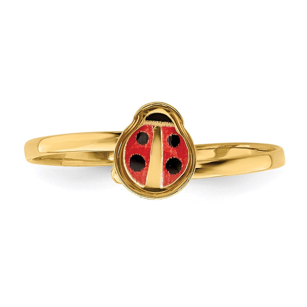 14K Gelbgold Emaille-Marienkäfer-Ring für Kinder