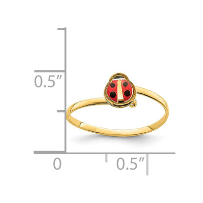 14K Gelbgold Emaille-Marienkäfer-Ring für Kinder