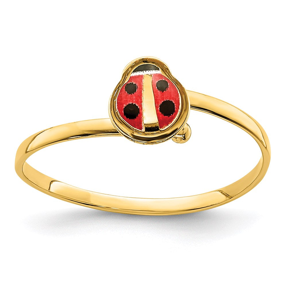 14K Gelbgold Emaille-Marienkäfer-Ring für Kinder