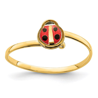 14K Gelbgold Emaille-Marienkäfer-Ring für Kinder