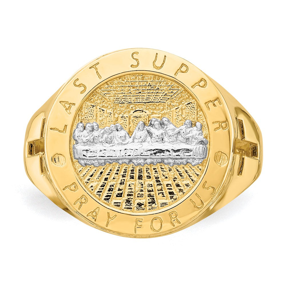 14K Gelbgold mit Rhodium "The Last Supper" Herrenring