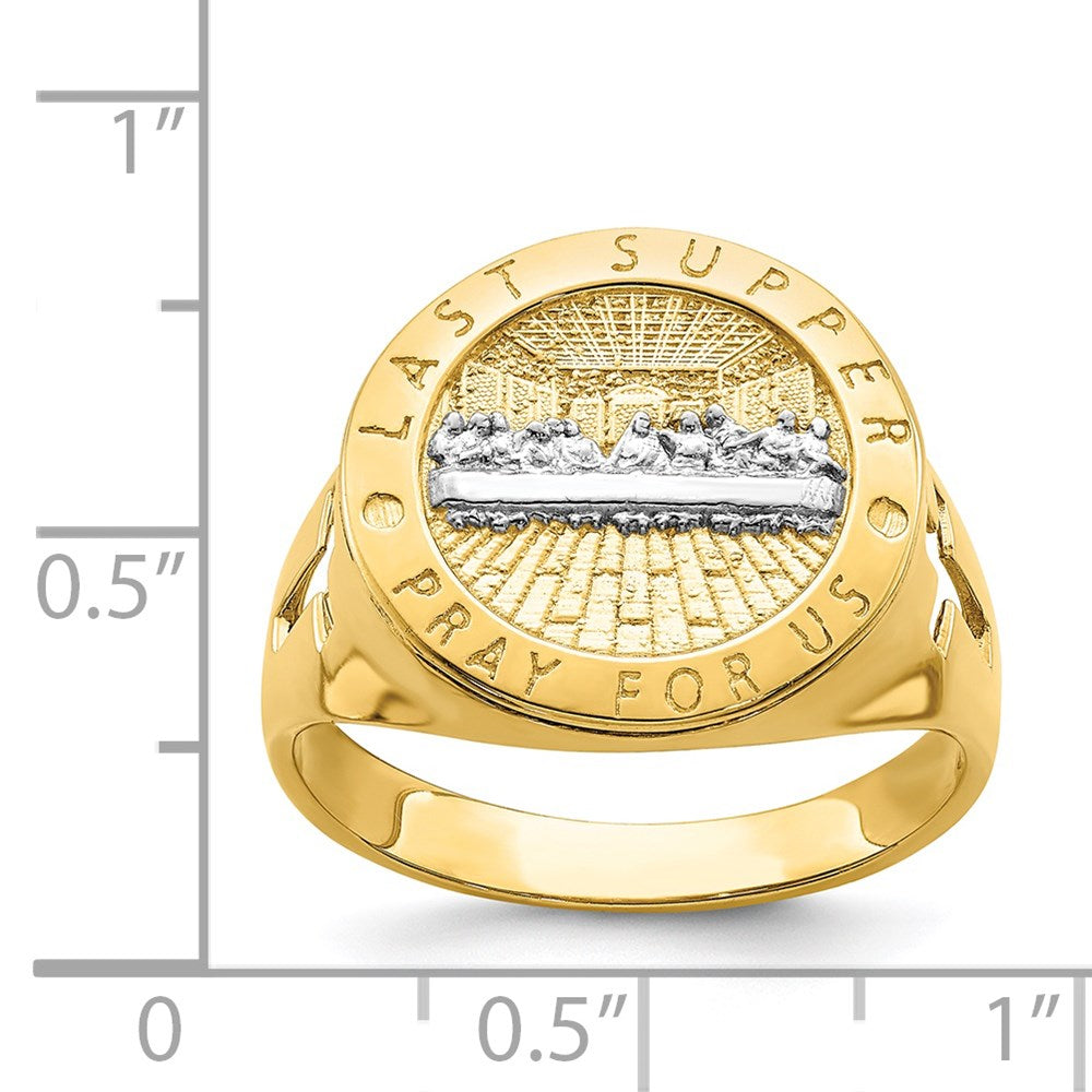 14K Gelbgold mit Rhodium "The Last Supper" Herrenring