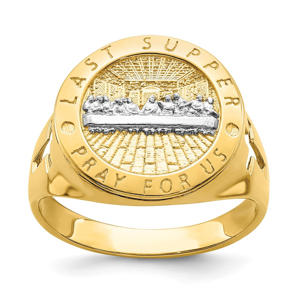 14K Gelbgold mit Rhodium "The Last Supper" Herrenring